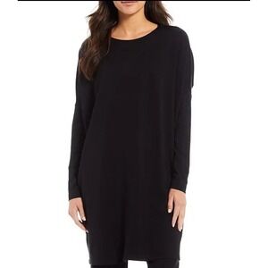 Bryn Walker Women's M Black Modal Ponti Long Damien Tunic Oversize Lagenlook